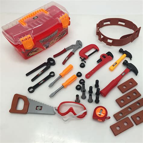 Toy Power Tools Construction Tool Box For Kids With 31 Pcs Pretend Play Tools