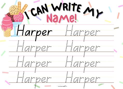 Free Printable Trace Harper Name Templates