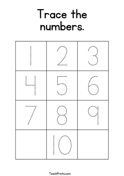 Tracing Numbers 1 10 Worksheets Free Printable Pdfs Teach Prints En