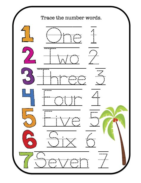 Tracing Numbers Words Printable Tracing Numbers