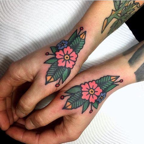 Traditional Flower Hand Tattoo I Would Need Color But Love The Way It