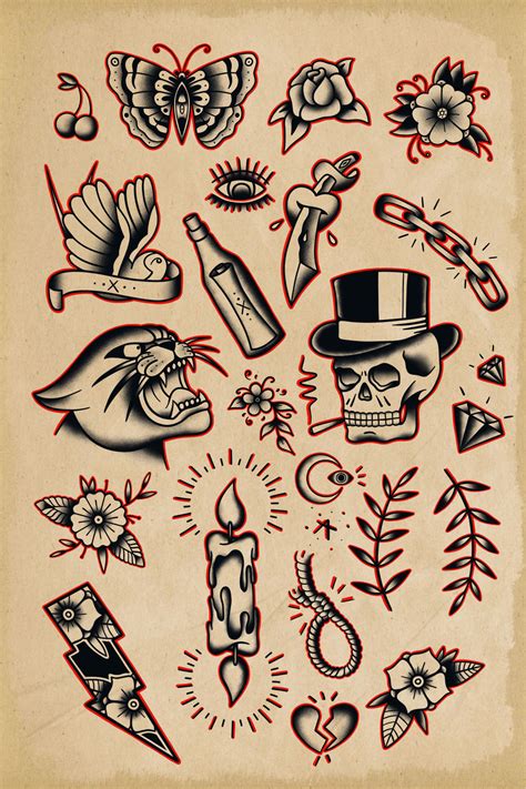 Timeless Tattoo Art: Classic Traditional Tattoo Flash Designs