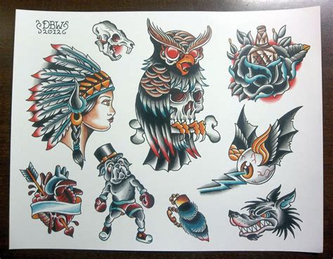 Traditional Tattoo Flash Sheet By Derekbward On Etsy