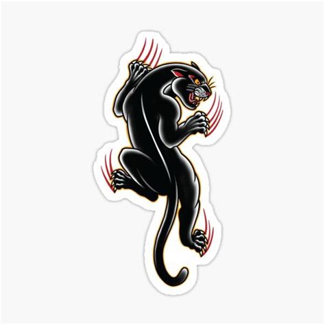 Traditional Tattoo Panther Illustration Sticker By Sevenrelics