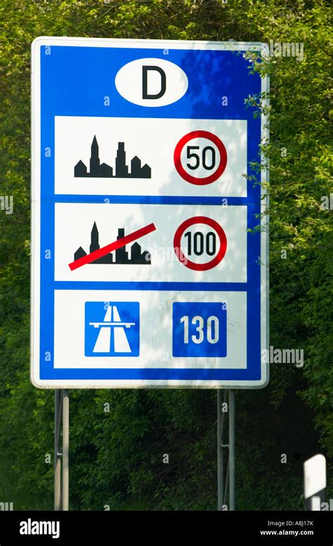 Traffic Speed Limit Limit Information Sign Entering Germany Europe