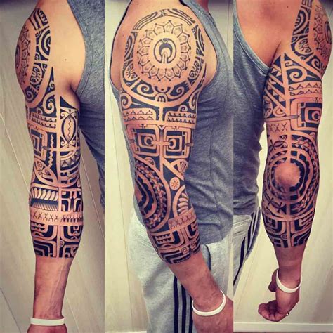 Tribal Hawaiian Tattoo On Left Half Sleeve Maori Tattoo Designs