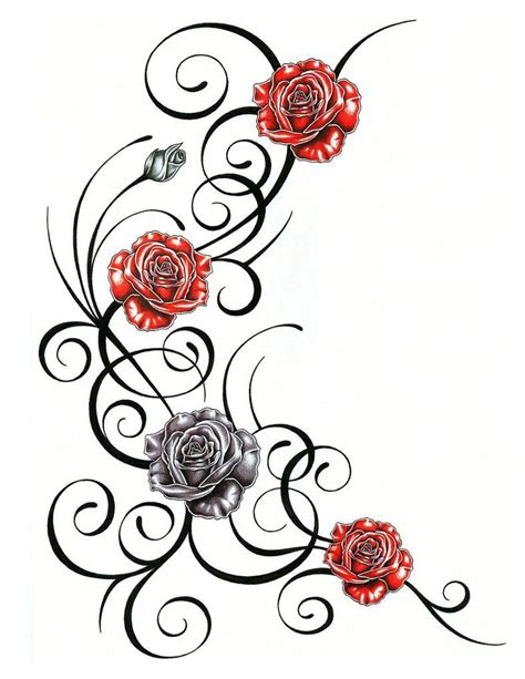 Tribal Rose Vine Tattoo Designs for Women