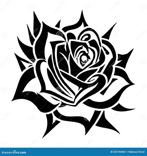 Tribal Tattoo Rose Design Elements Set Pack Stock Vector Illustration