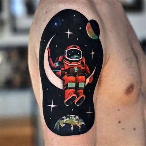 Cosmic Ink: Trippy Astronaut Tattoo Design Inspiration