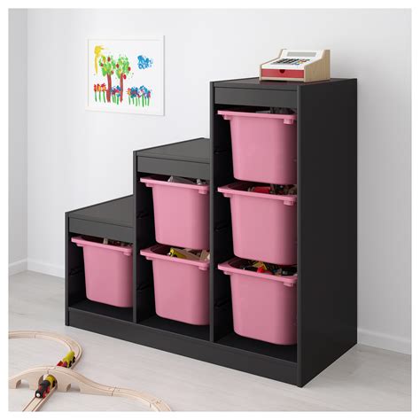 Trofast Storage Combination With Boxes Black Pink Ikea Indonesia