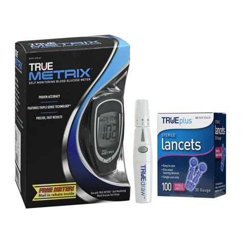 True Metrix Blood Glucose Meter Lancet 100 Ct Lancing Device