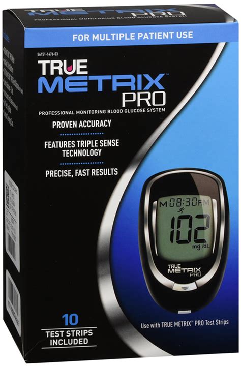 True Metrix Pro Professional Monitoring Blood Glucose System 10 Test