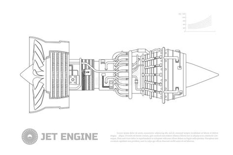 Turbojet Engine Line Diagram Outline Images Line Illustration Side