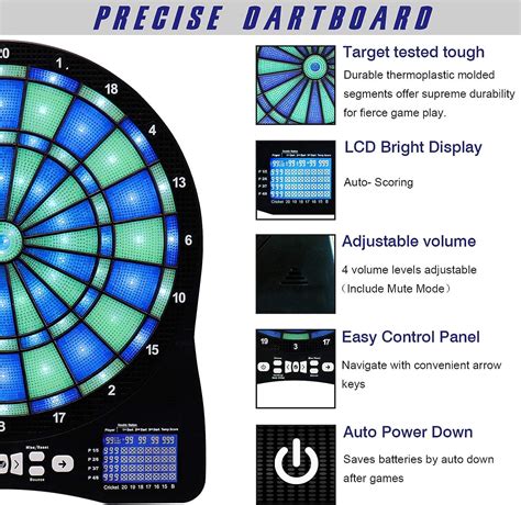 Turnart Electronic Dart Board 13 Inch Illuminated Segments Light Based