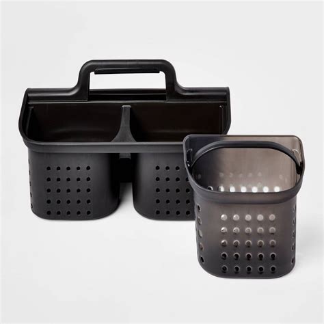 Two In One Shower Caddy Black Room Essentials