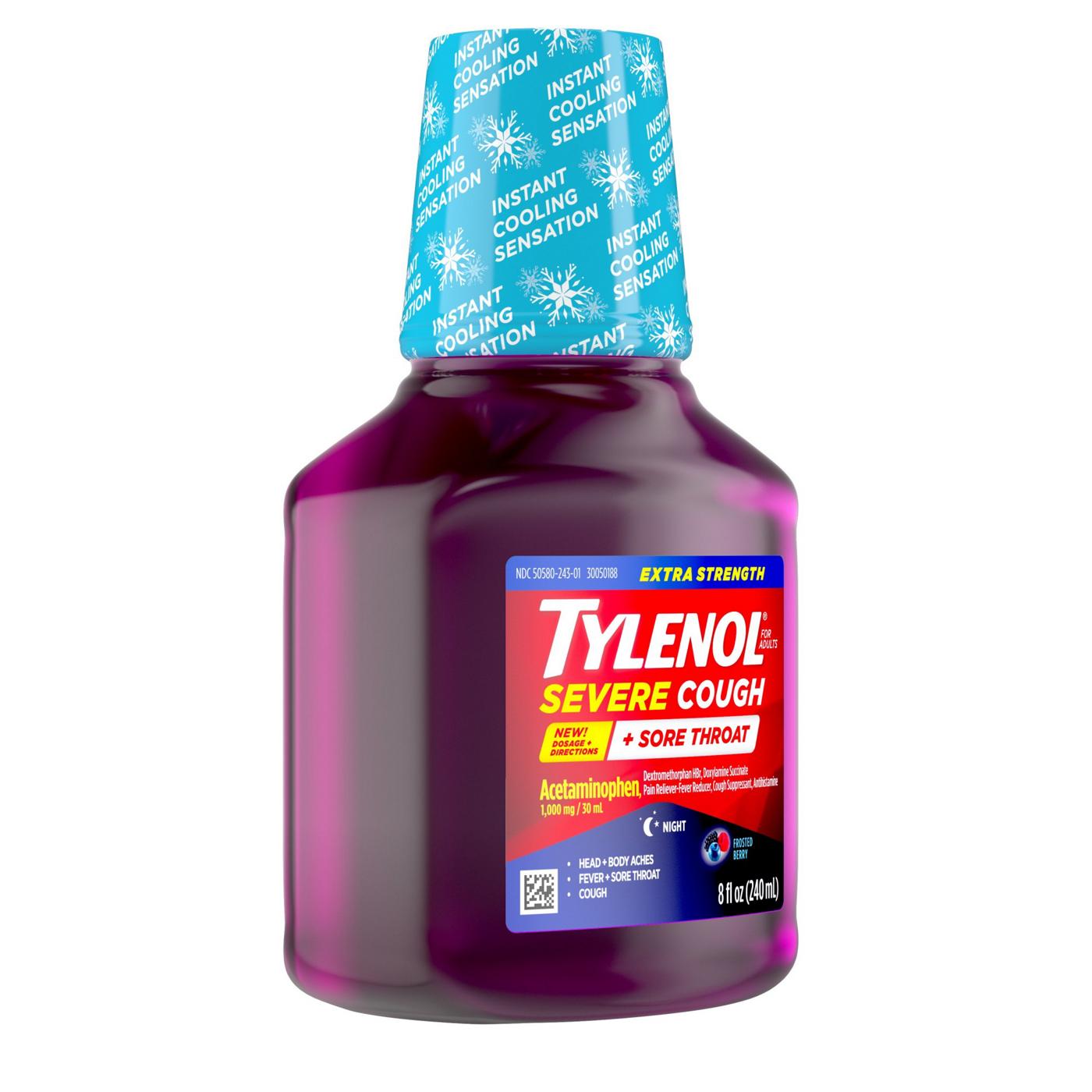 Tylenol Severe Cough Sore Throat Night Liquid Frosted Berry Shop