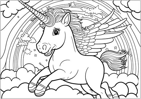 Unicorn Rainbow Coloring Picture