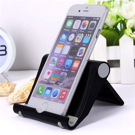 Universal Foldable Black Mobile Phone Stand Flexible Desk Phone Holder