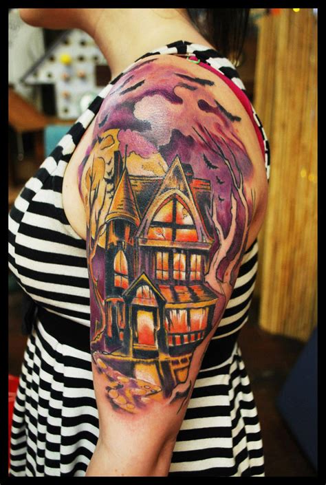 Update 68 Traditional Haunted House Tattoo Latest In Cdgdbentre