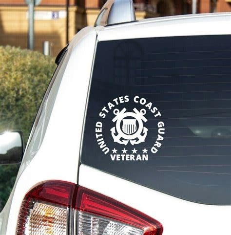 Us Coast Guard Veteran Decal Etsy