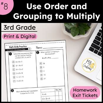 Use Order And Grouping To Multiply Worksheets Iready Math 3Rd Grade