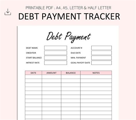 Use The Debt Payment Tracker Printable To Help You Track Your Progress