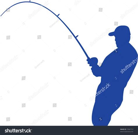 Vector Outline Fisherman Bent Rod Stock Vector 17367712 Shutterstock