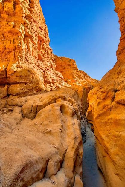 Vertical Shot Of Narrow Slot Canyon In Anza Borrego Desert State Park Stock Image Image Of