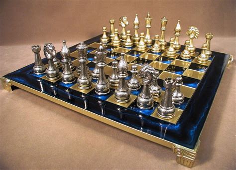 Very Special Valentines Require Very Special Gifts Staunton Metal Chess Set With Brass Board