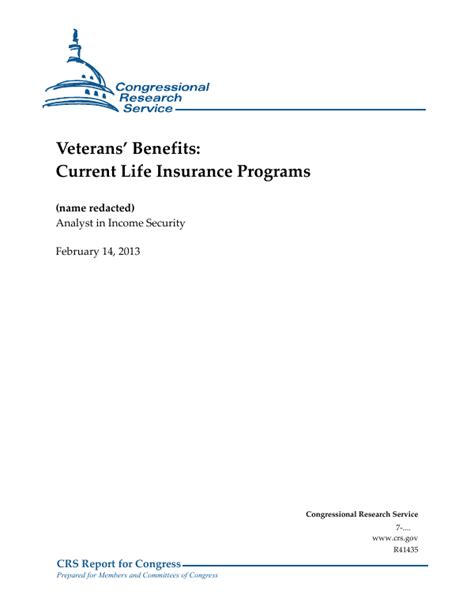 Veterans Benefits Current Life Insurance Programs Everycrsreport Com