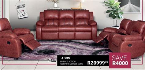 Viali Lagos 3 Piece 3 Action Reclining Lounge Suite Offer At Bradlows