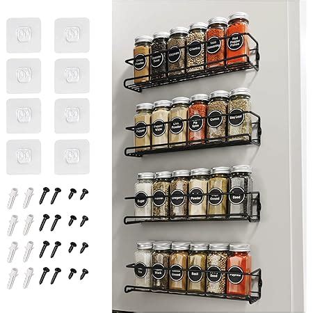 Viav Design Wall Mounted Spice Rack 4 Pack Spice Rack Organizer Hanging