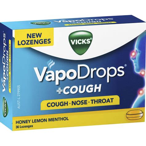 Vicks Vapodrop Cough Sore Throat Lozenges Honey Lemon 36 Pack