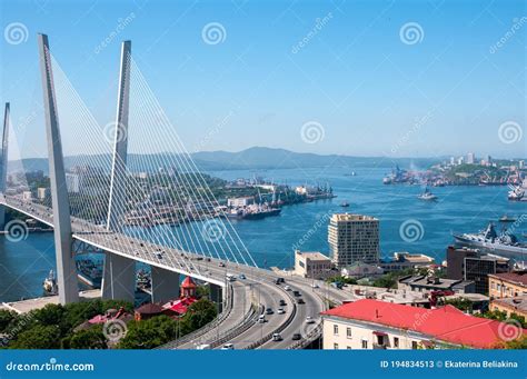 View Of Golden Bridge Over Golden Horn Bay Of Vladivostok Editorial