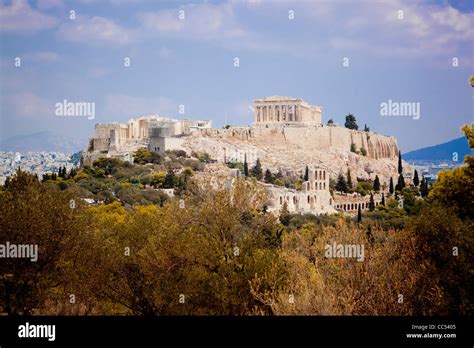 View Of The Ancient Wonder Of Parthenon At The Acropolis Of Athens In