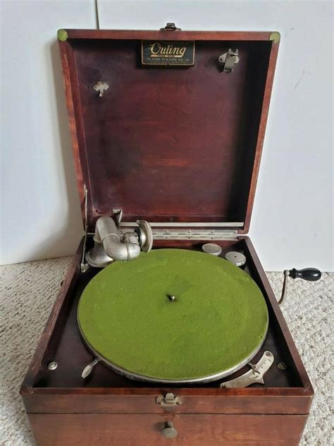 Vintage Outing Talking Machine Hand Crank Portable Phonograph Record