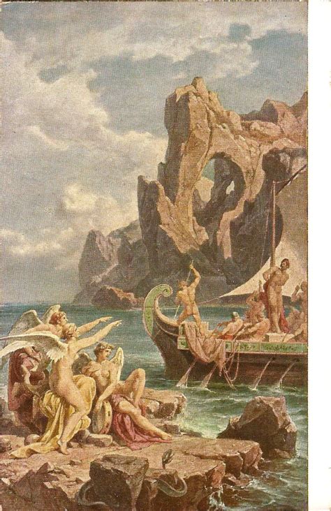 Vintage Postcard Fresco By Preller The Elder Odysseus Escapes The Temptation Of The Sirens