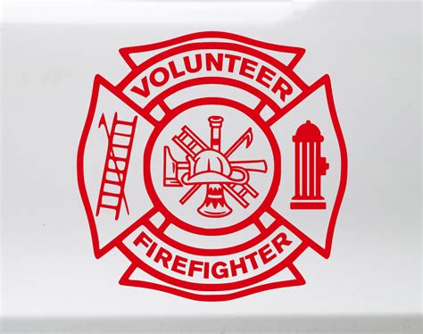 Volunteer Firefighter Fire Department Maltese Cross Vinyl Decal Window