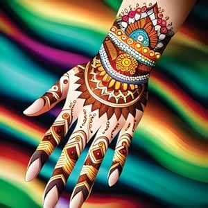 Voorkoms Colorful Mehndi Tattoo For Women Exquisite Hand Designs For Stylish Elegance Colorful Mehndi Design 1 Pair Both Hand Amazon In Beauty