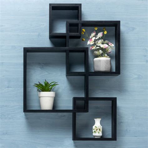 Wall Mounted Floating Shelves Interlocking Four Cube Design Perfect