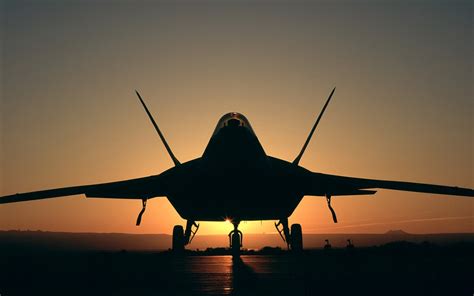 Wallpaper Sunset Vehicle Airplane Military Aircraft F 22 Raptor