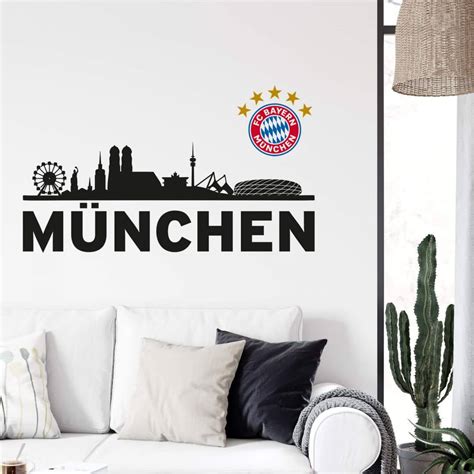 Wandtattoo Fc Bayern Skyline M Nchen Mit Logo Farbig Wall Art De