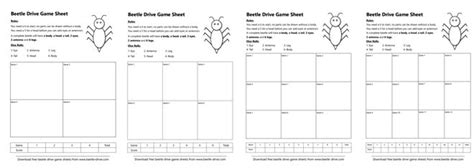 We Have 4 Beetle Drive Game Sheets Available For Download And Printing 4 6 9 12 Games Per