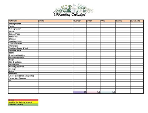 Wedding Planner Template Excel