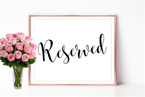 Wedding Reserved Sign Printable Reserved Table Sign 4X6 5X7 8X10 Pdf