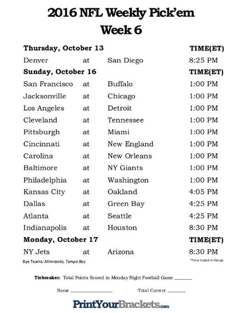 6 NFL Schedule Printable 

Week 6 NFL Printable Schedule