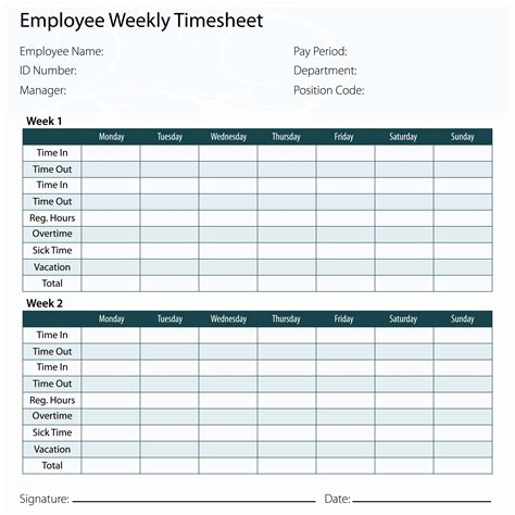 Weekly Time Card Template