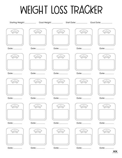 Weight Loss Trackers 29 Free Printables Printabulls Artofit