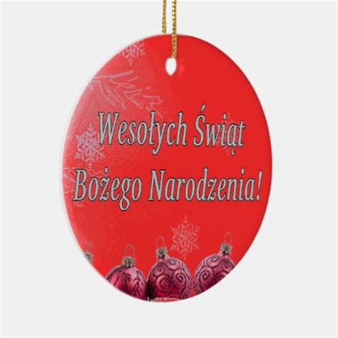 Weso Ych Wi T Merry Christmas In Polish Wf Ceramic Ornament