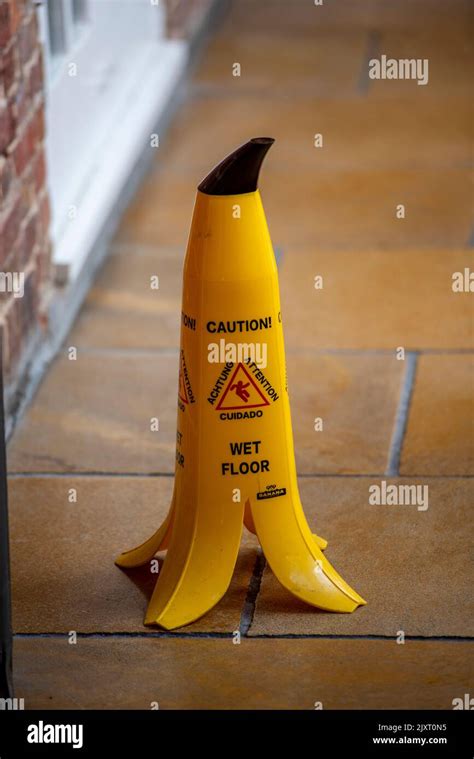 Wet Floor Warning Cone In Shape Of A Banana Slippery When Wet Warning Sign Banana Skin Wet